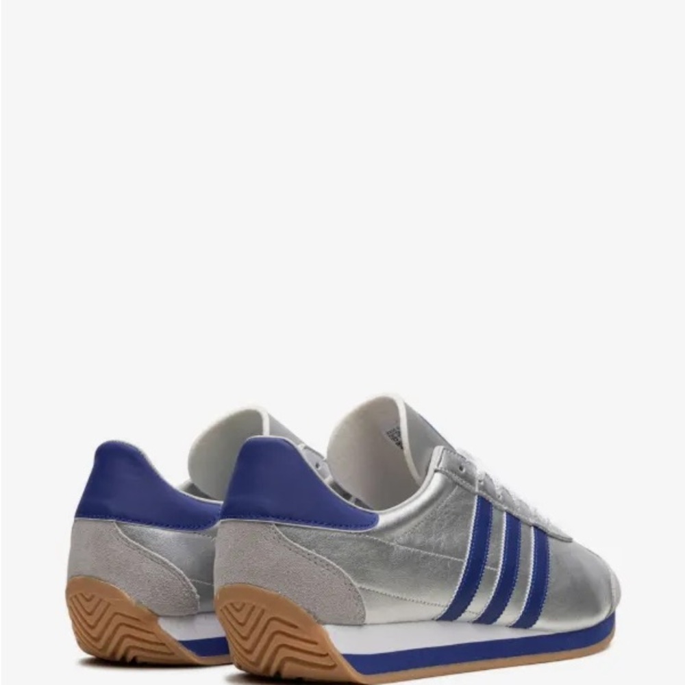NEW Adidas Country OG Silver Blue Metallic Leather Gum Sole Sneakers NWOB - Picture 3 of 11
